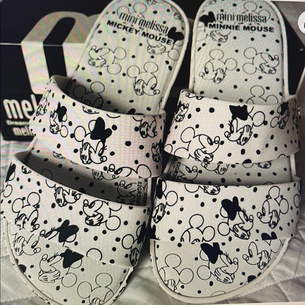 Girls Mini Melissa Beach Slide Flip Flops Mickey Mouse Disney Sandals